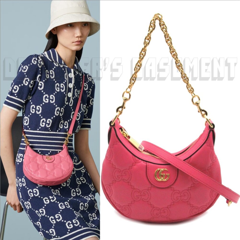 GUCCI mini LION pink GG Matelasse quilted Leather Double G chain crossbody bag🎁